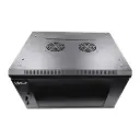 6U Wall Mount Cabinet (600mm x 450mm) Glass Door - Black Metal Construction
