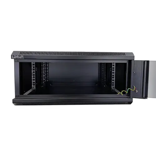 4U Wall Mount Cabinet (600mm x 450mm) Glass Door - Black Metal Construction